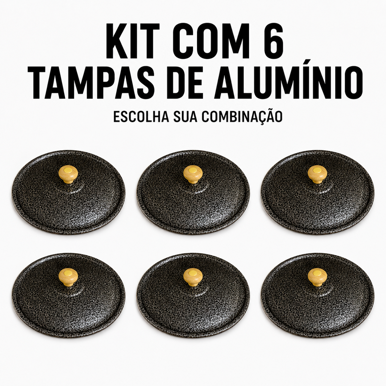 Jogo de 6 Tampas de Alumínio Leve