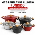 Jogo de 5 Panelas de Alumínio Fundido Grosso