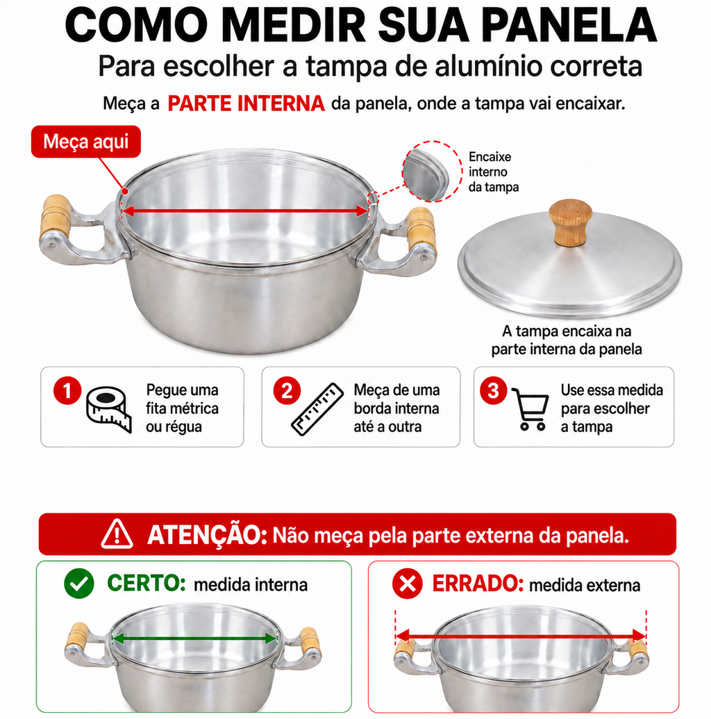 Jogo de 5 Tampas de Alumínio Leve