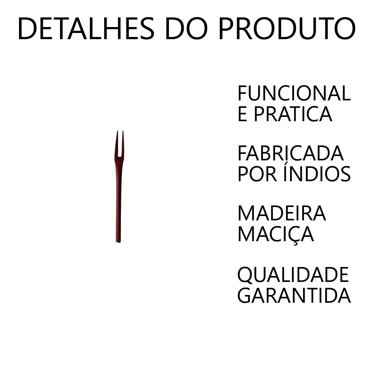 Garfo para Petisco de Madeira 13cm Artesanal