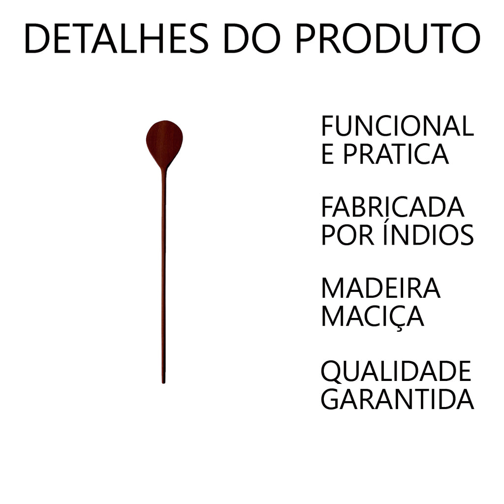Colher para Suco de Madeira 37cm Artesanal