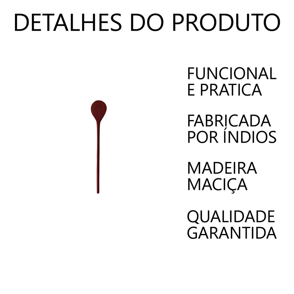 Colher para Suco de Madeira 17cm Artesanal