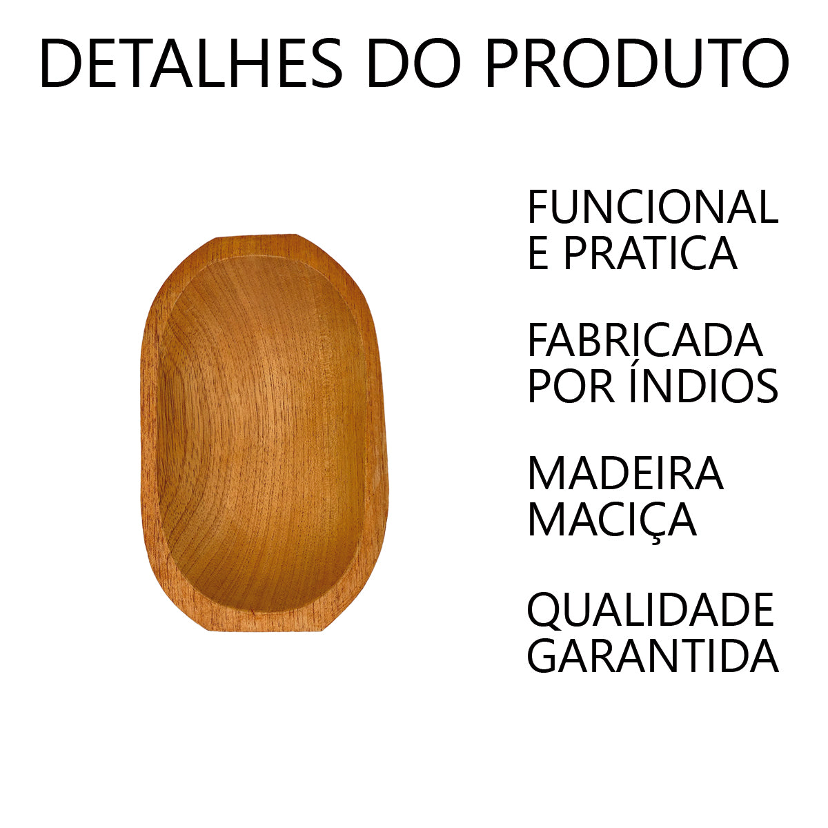 Gamela em Madeira Maciça Rústica 27x18cm Artesanal