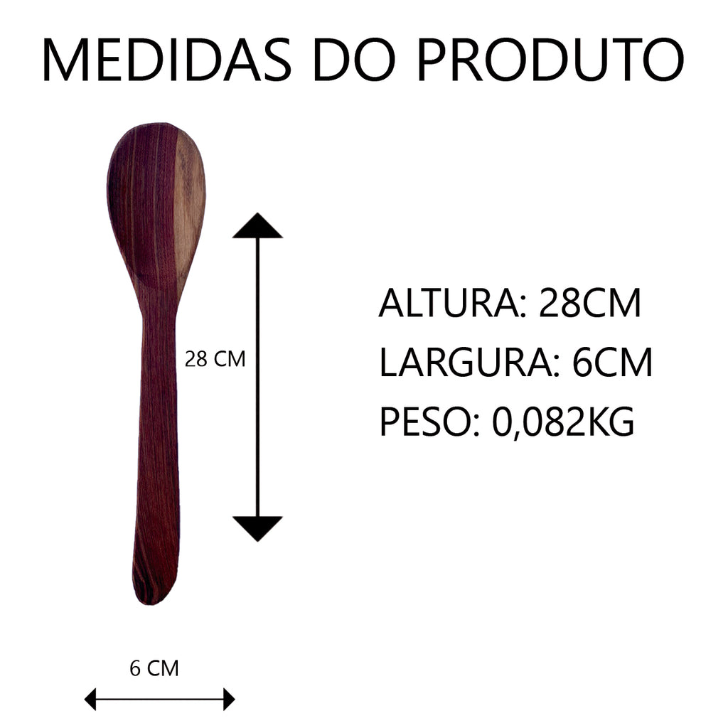 Colher para Arroz de Madeira 28cm Artesanal
