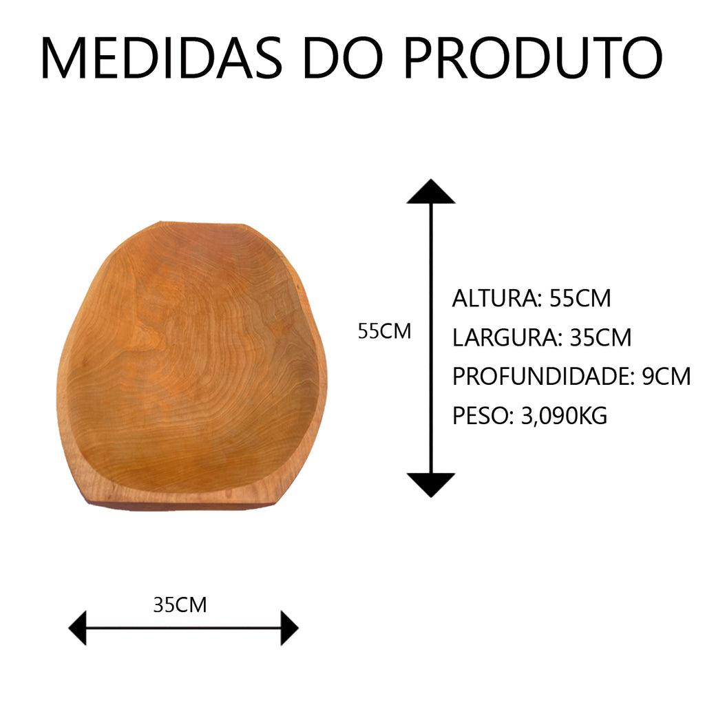 Gamela em Madeira Maciça Rústica 55x35cm Artesanal
