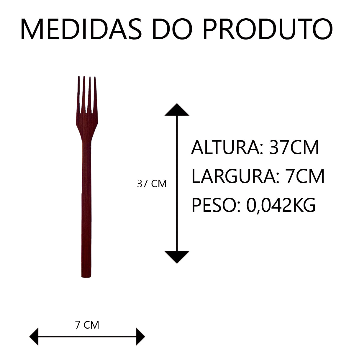 Garfo para Churrasco de Madeira 37cm Artesanal