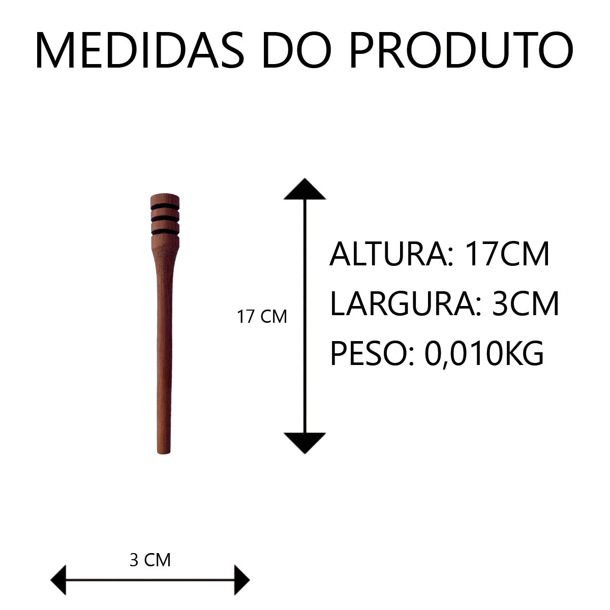 Pegador de Mel de Madeira 17cm Artesanal