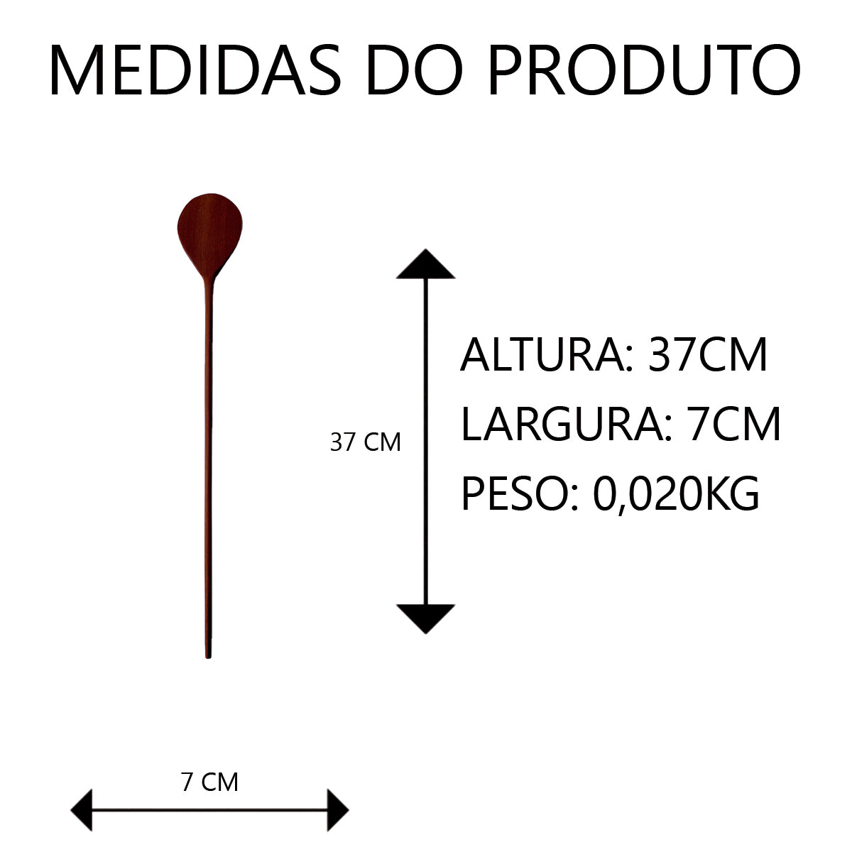 Colher para Suco de Madeira 37cm Artesanal