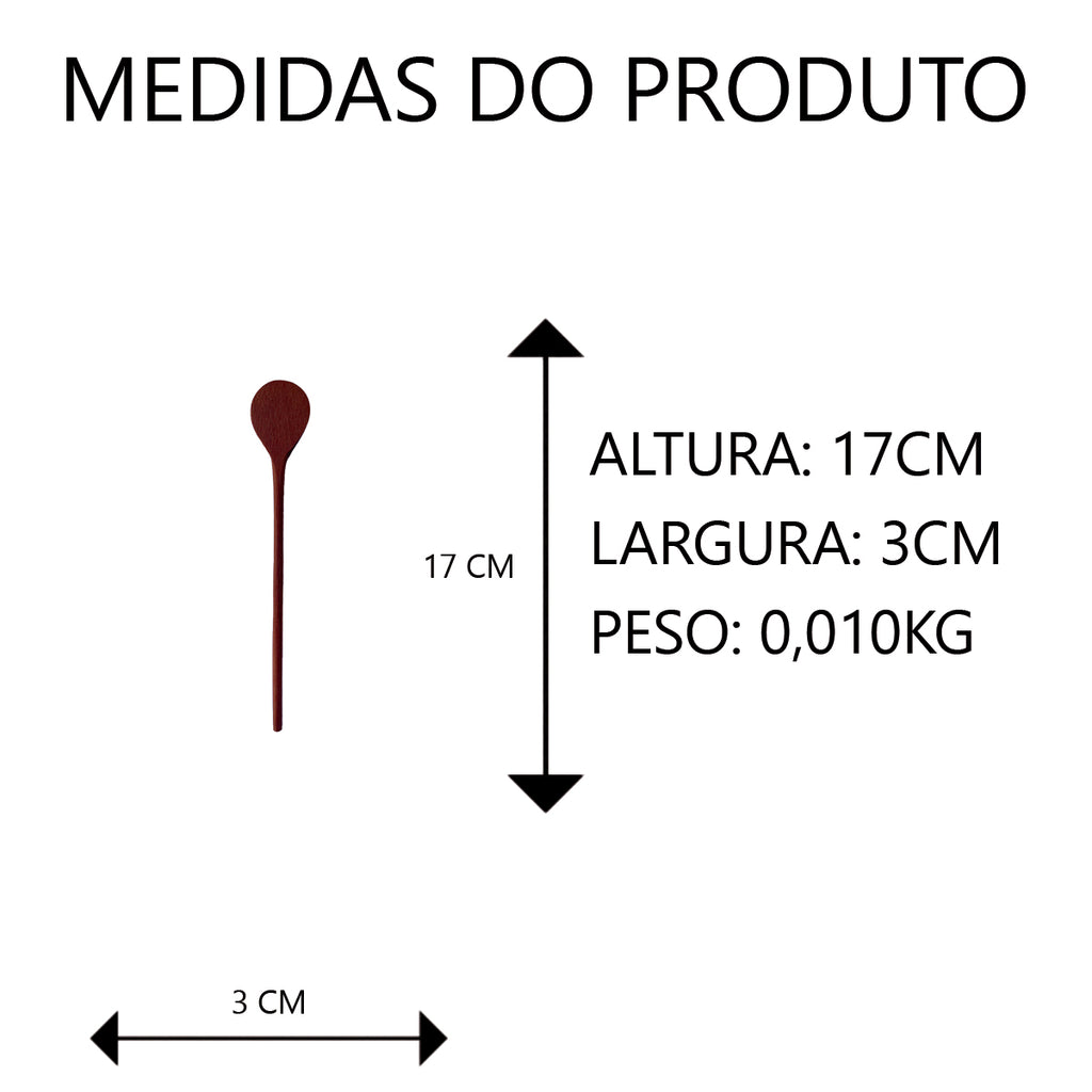 Colher para Suco de Madeira 17cm Artesanal
