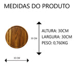 Tábua Redonda de Madeira Artesanal Para Churrasco e Cozinha