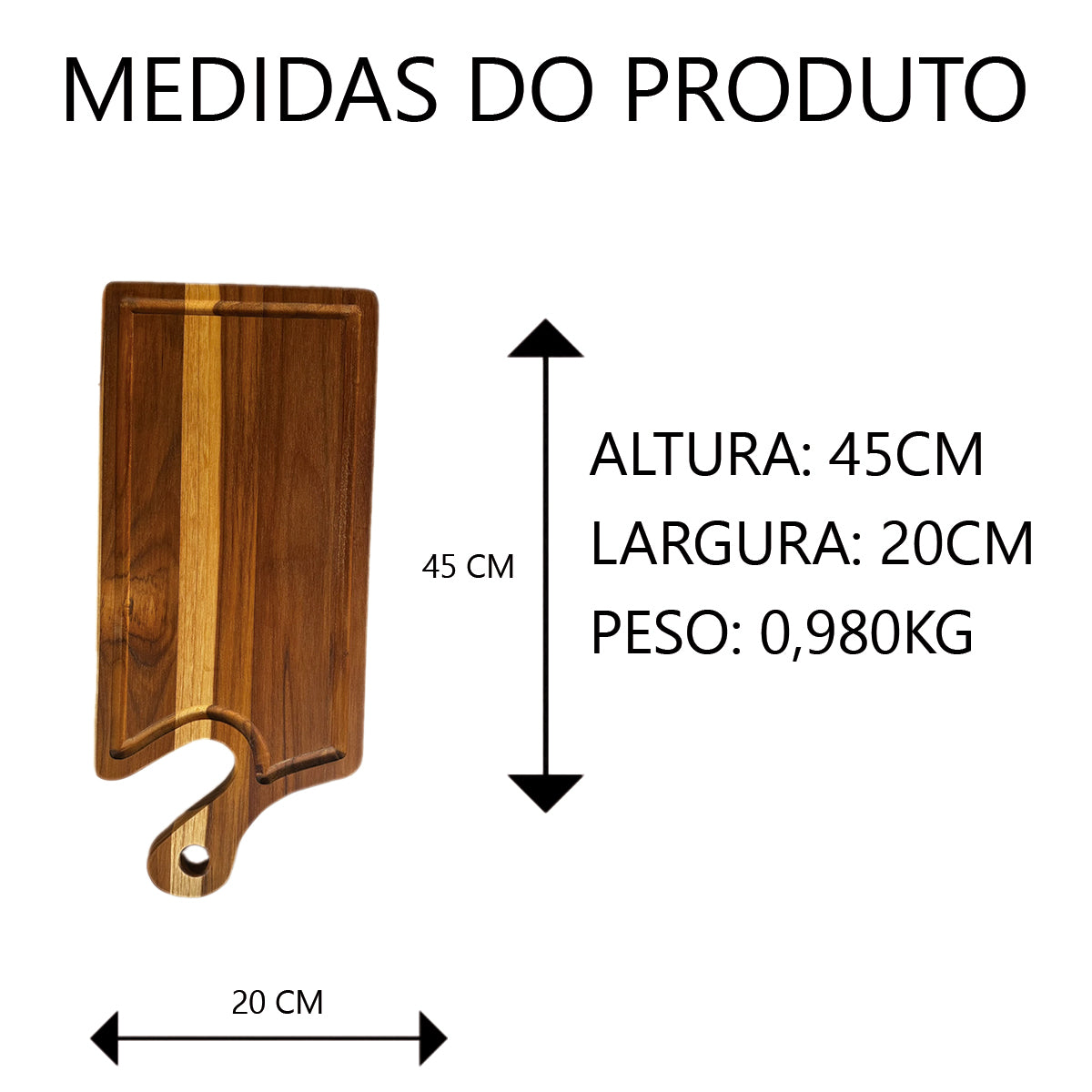 Tábua de Corte de Madeira Artesanal Para Churrasco e Cozinha