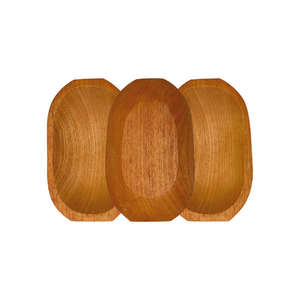 Conjunto de gamelas de madeira 27x18cm, formato oval artesanal
