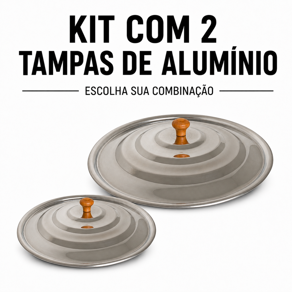 Kit com 2 tampas de alumínio, monte sua combinação de tamanho e modelo