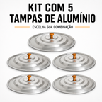Kit com 5 tampas de alumínio, monte sua combinação de tamanho e modelo