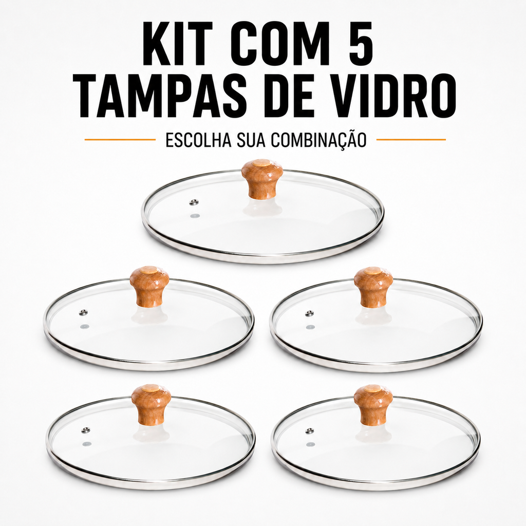 Kit com 5 tampas de vidro temperado, monte sua combinação de puxador