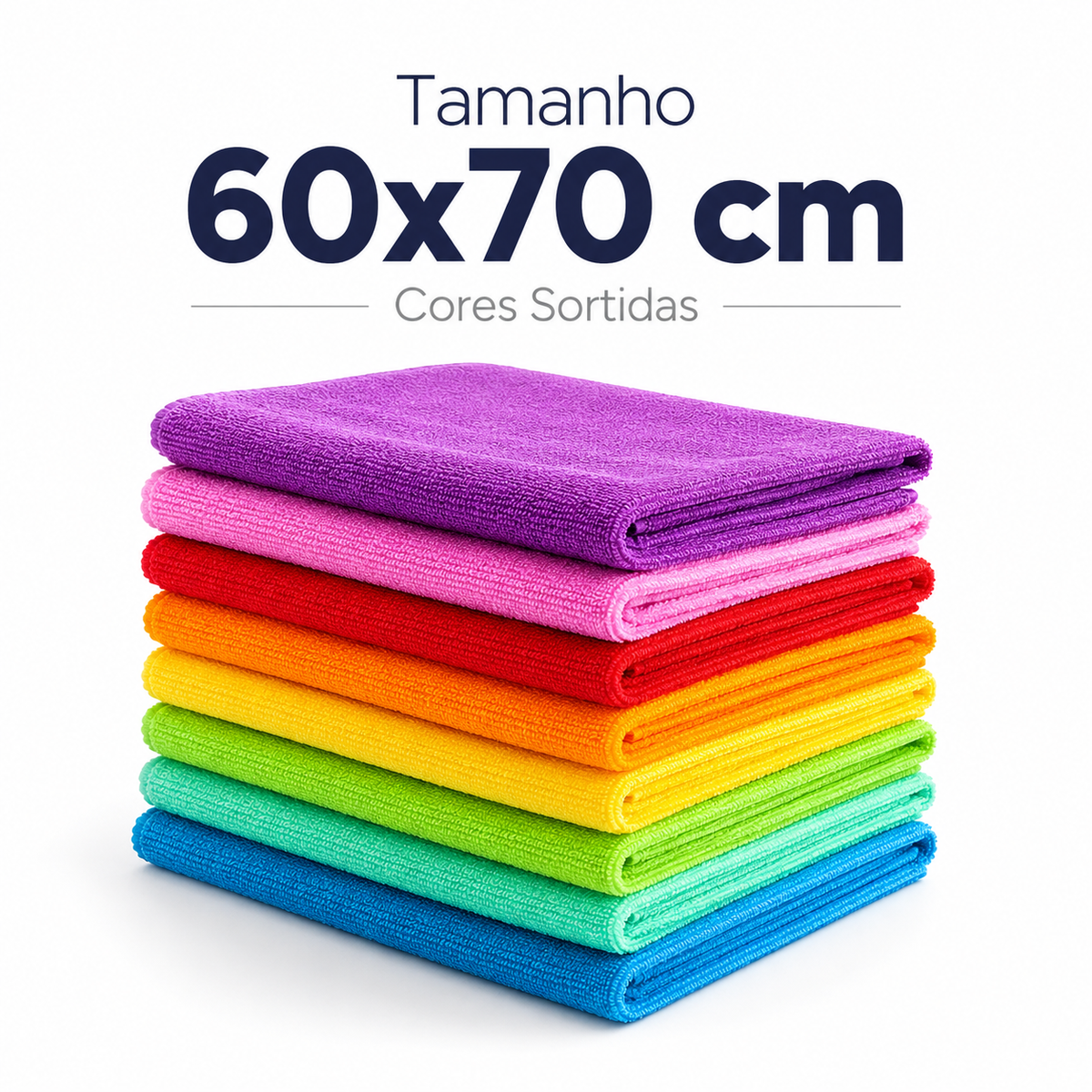 Pano de microfibra 60x70cm, cores sortidas, macio e reutilizável