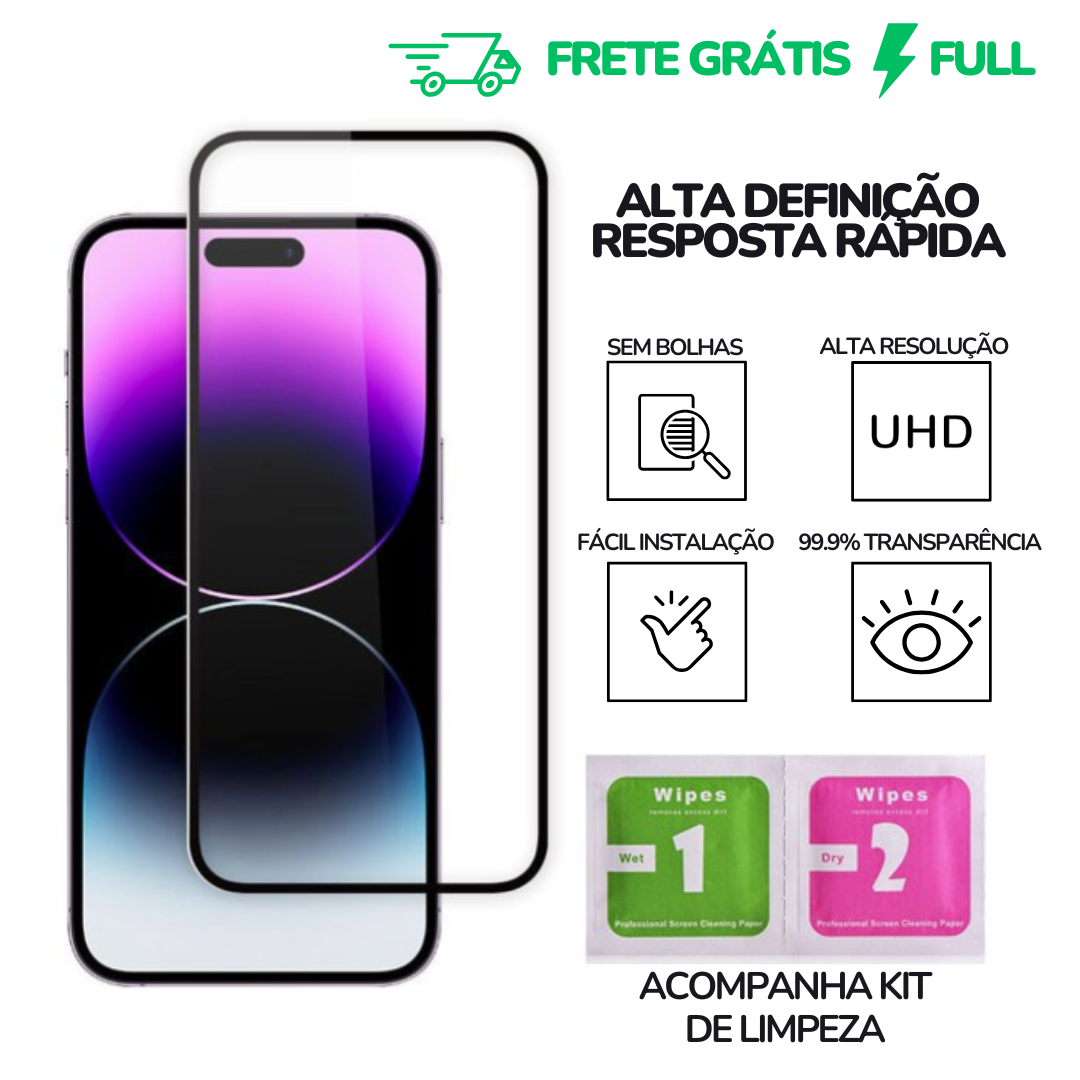 Película de vidro temperado para iPhone, alta definição, sem bolhas e fácil instalação