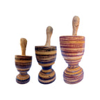 Pilão de madeira artesanal nos tamanhos 13cm, 15cm e 20cm, com socador