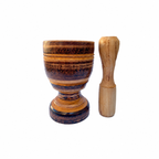 Pilão de madeira artesanal 13cm com socador, ideal para amassar temperos