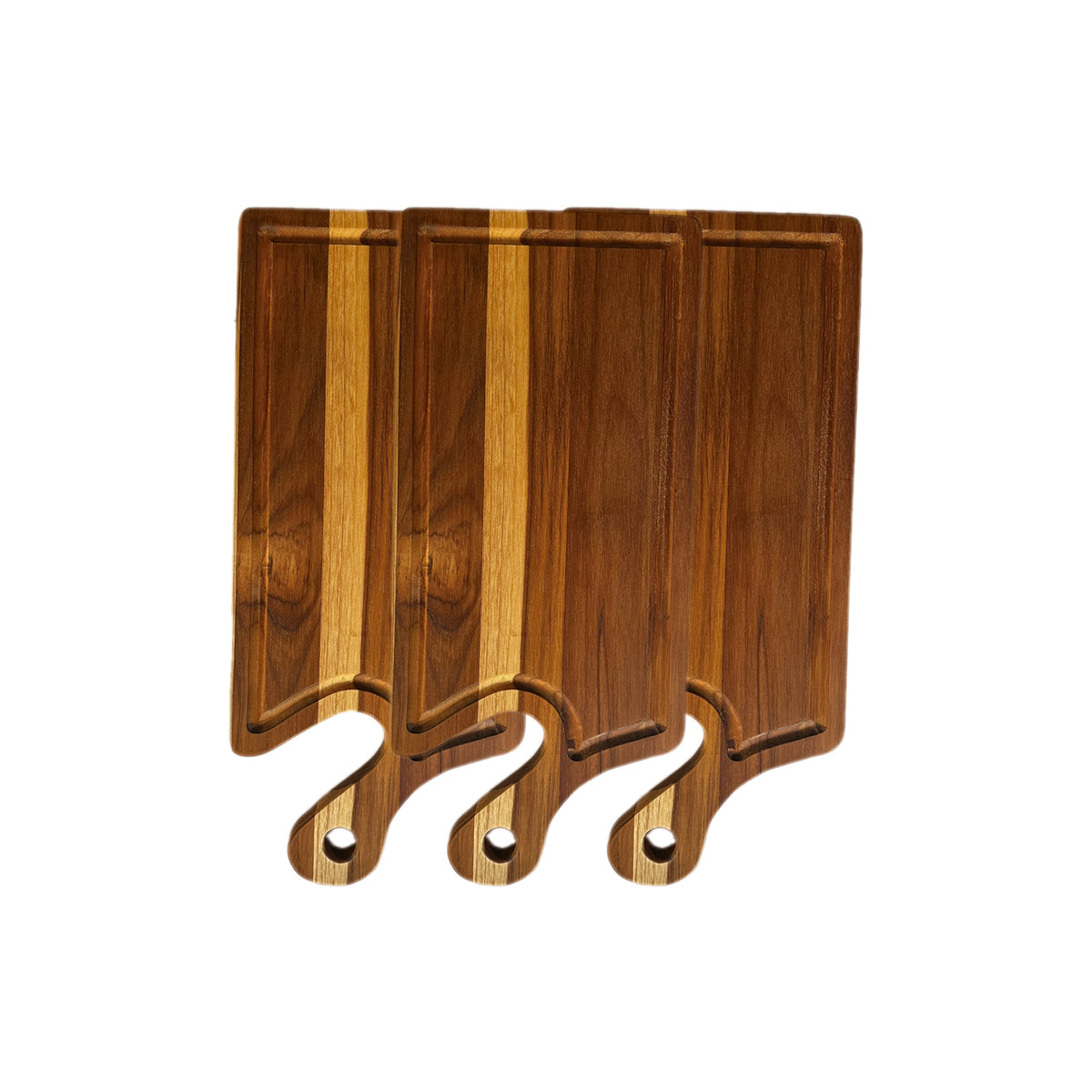 Conjunto de tábuas de corte em madeira com cabo