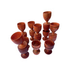 Taças de madeira artesanais, 7cm, vista em ângulo lateral